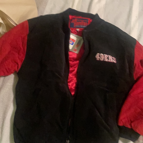 Genuine 49ers suede Jacket with original tags and red interior. - Picture 2 of 4